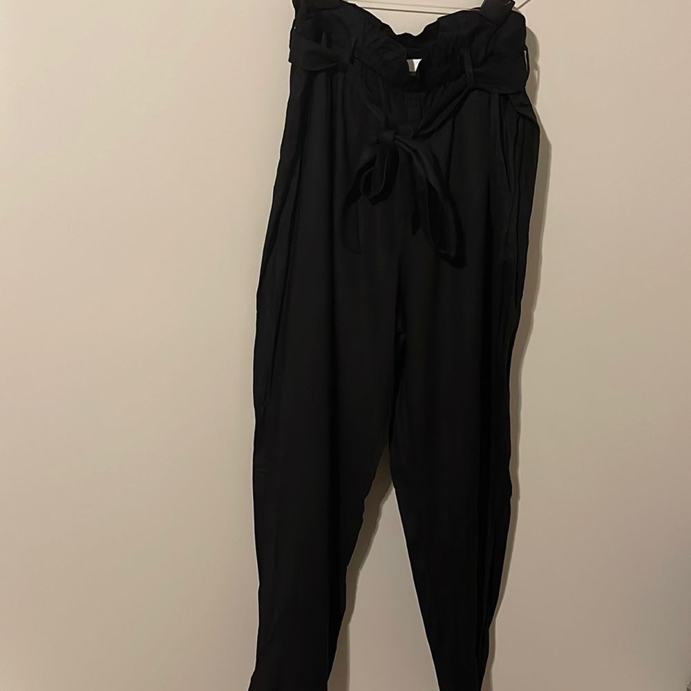 H&M black paper bag pants NWT